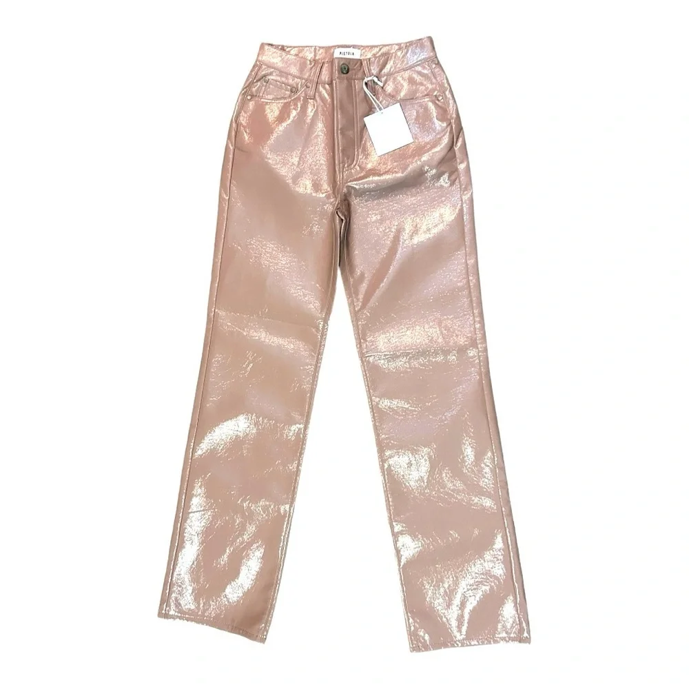 NWT PISTOLA Cassie Super High Rise Straight Leg Faux Leather Pants 25,28,30,31 - Picture 5 of 16